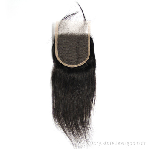 Raw Indian virgin human hair 4x4 transparent swiss lace closure, thin swiss transparent lace closures